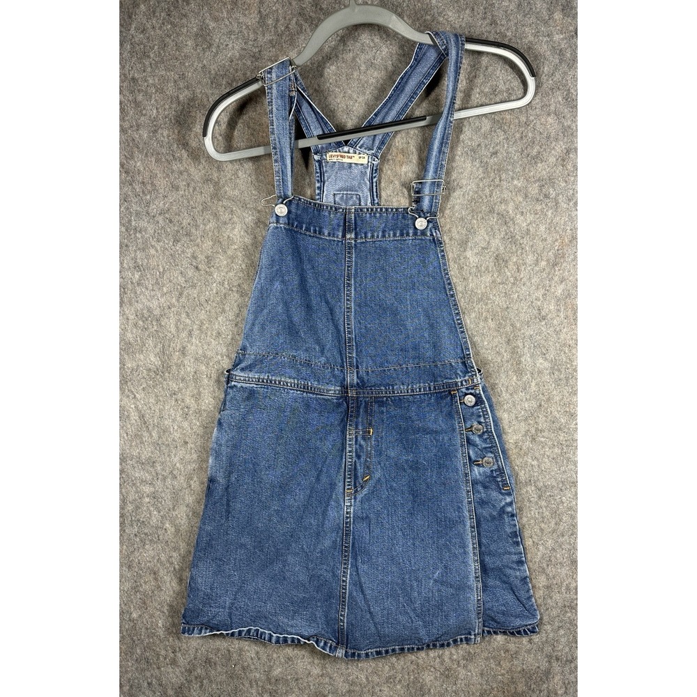 Levis Red Tab Denim Overall Dress Womens M Blue Jean Shortalls Skirt